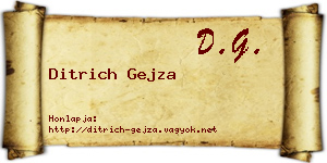 Ditrich Gejza névjegykártya